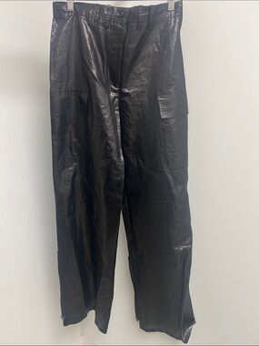 Patrizia Pepe Black High-Shine Cargo Trousers